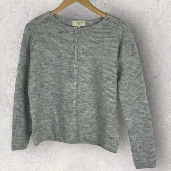 Sezane Gaspard Cardigan Sweater Size Large French Mottled Grey Reversible Knit L - Picture 4 of 13